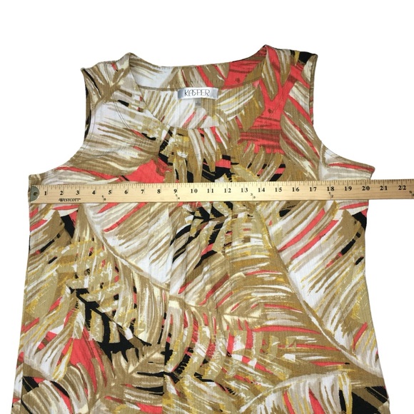 KASPER Pleated Leaf Print Sleeveless Crinkle Stretch Top - Women’s Large - Picture 3 of 11